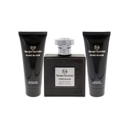 Sergio Tacchini Pure Black - Set de regalo de 3 piezas para hombre