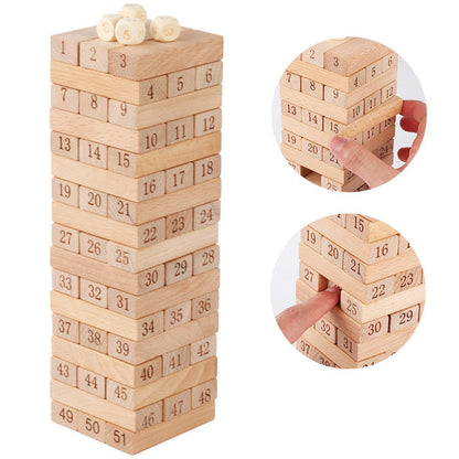 51 numéros en bois de hêtre, blocs de construction empilés en bois pour enfants, jouets éducatifs