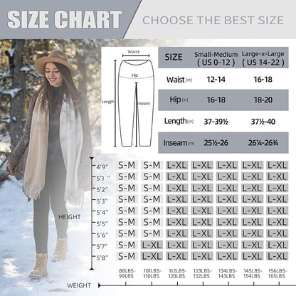 DREAM SOCKS Leggings thermiques avec doublure en fourrure, leggings d'hiver, résistants et à haute isolation thermique (S-M, Noir)