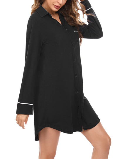 Doaraha Chemises de nuit en coton à manches longues pour femme taille M