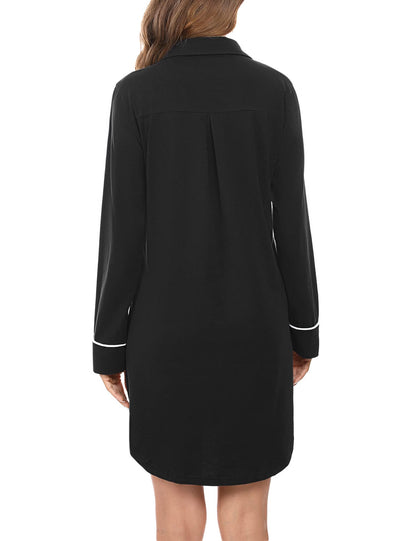 Doaraha Chemises de nuit en coton à manches longues pour femme taille M