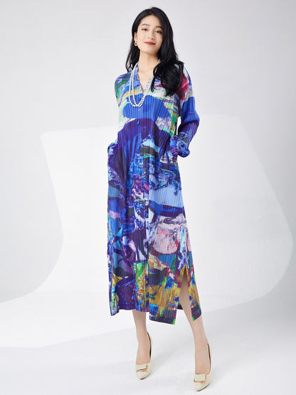 Robe fendue à simple boutonnage