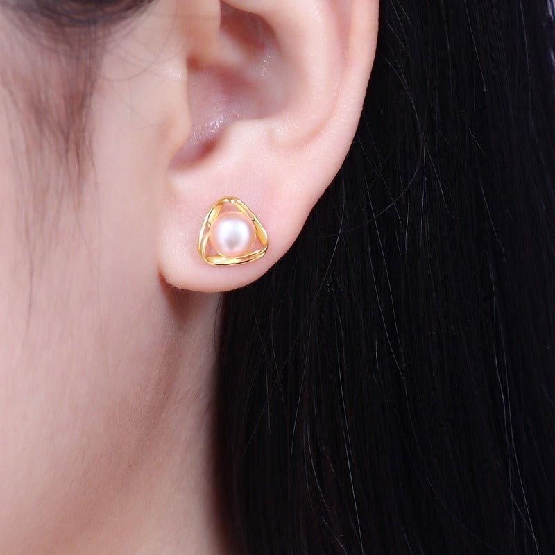Boucles d'oreilles japonaises en perles d'eau douce naturelles de luxe légères en argent S925