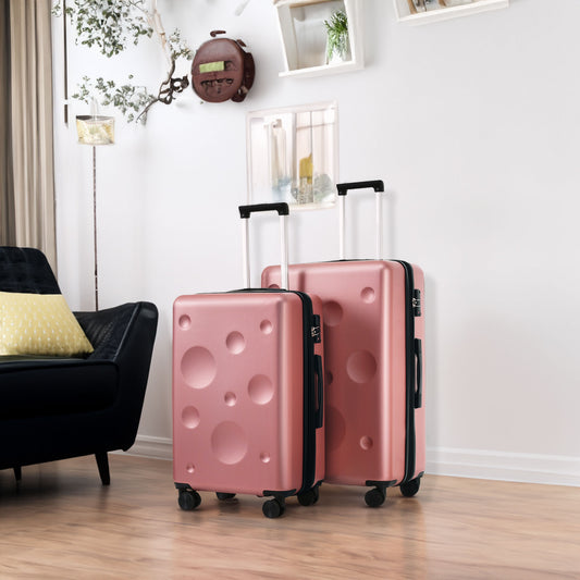 Ensembles de bagages rigides 2 pièces 24 "+ 28" bagages extensibles à roulettes, serrure TSA, rose, léger + ABS