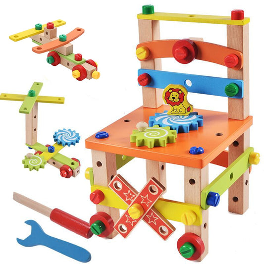 Chaise d'assemblage en bois Montessori, jouets éducatifs pour bébé