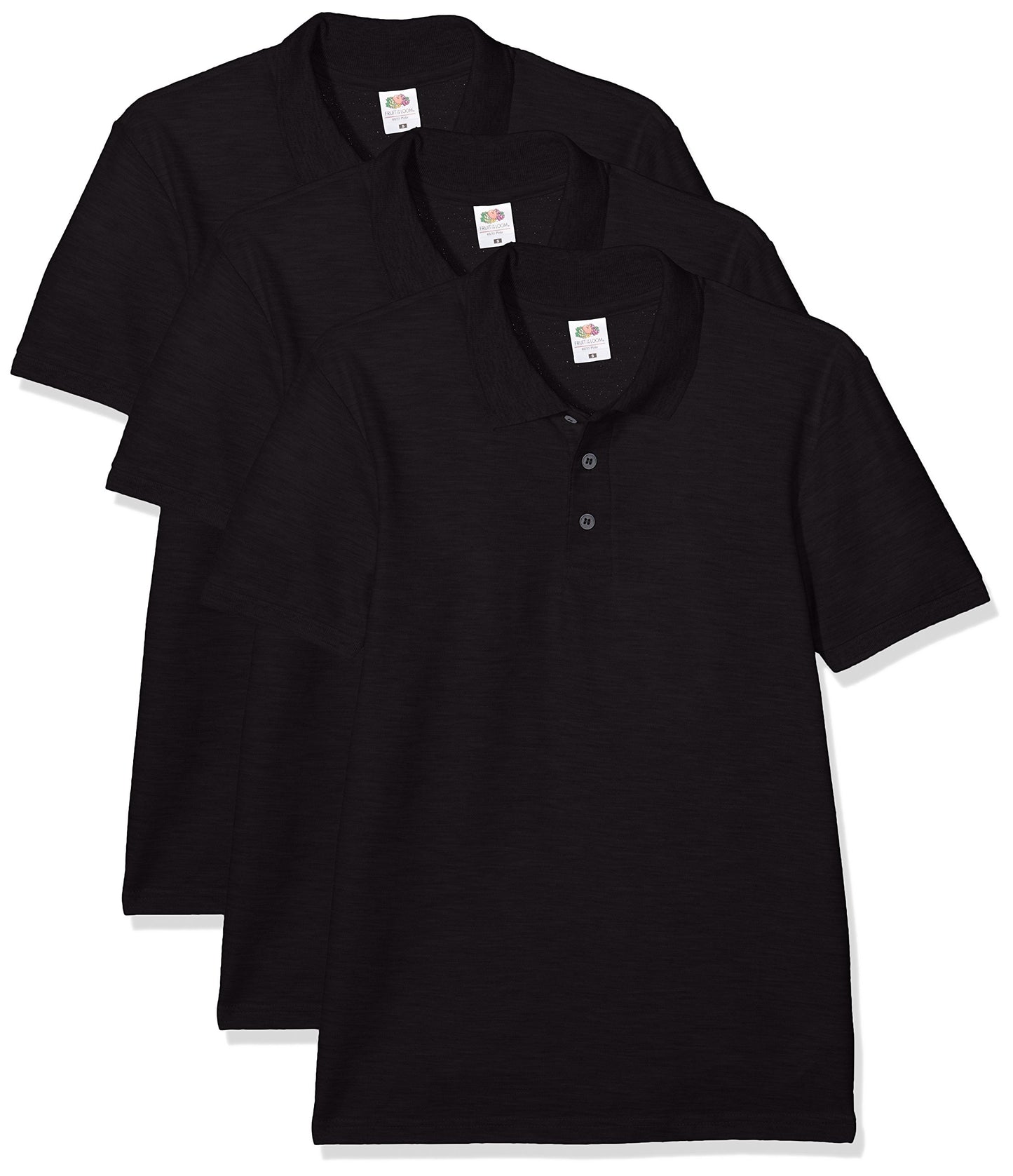 Fruit of the Loom Polo 65/35, noir, taille L (lot de 3) pour homme