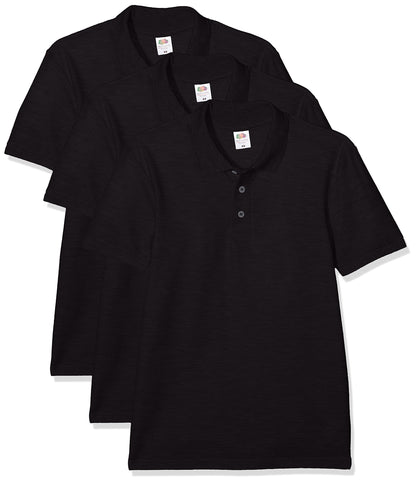 Fruit of the Loom Polo 65/35, noir, taille L (lot de 3) pour homme