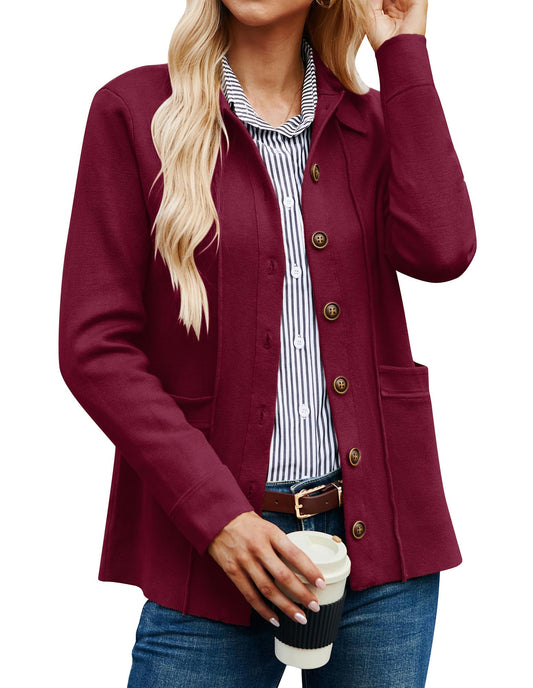 GRACE KARIN Pull à manches pour femme Rouge bordeaux 2XL