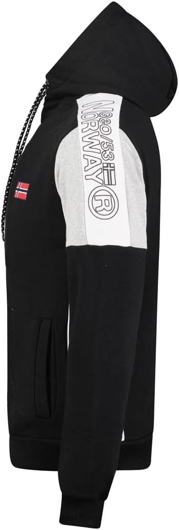 Geographical Norway Fagozip Sweat à capuche zippé pour homme, noir, XL