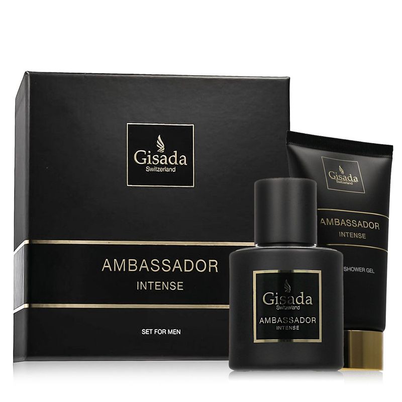 Gisada Ambassador Intense Eau de Parfum 50 ml + Gel Douche 100 ml Homme – Coffret Prestige