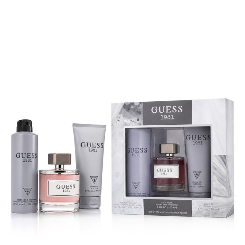 Guess 1981 for Men Coffret Homme : Eau de Toilette 100 ml + Déodorant 226 ml + Gel Douche 200 ml | Belladiscount