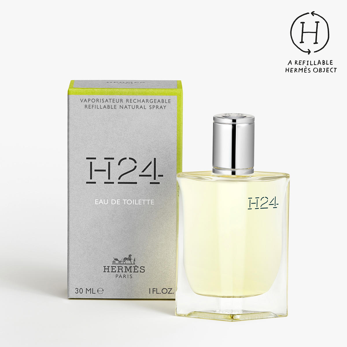 Hermès H24 Eau de Toilette Homme 30 ml Rechargeable – Fraîcheur Botanique & Élégance Contemporaine