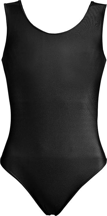 Hi-Co Justaucorps sans manches pour filles, noir, taille 13-14 ans, idéal pour l'école, le sport, la danse, la gymnastique et le ballet
