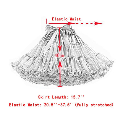 Homipooty Jupon élastique en tulle pour femme, style tutu, jupe de soirée multicouche pour cosplay, longueur 40 cm, tour de taille 56-95 cm