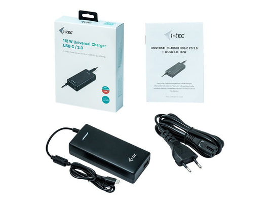 i-Tec Universal Charger USB-C PD 3.0 + 1x USB 3.0 - Adaptateur secteur - CHARGER-C112W I-TEC
