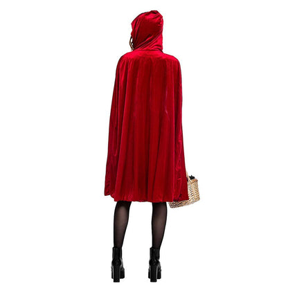 IWEMEK Déguisement de Petit Chaperon Rouge pour femme avec robe et cape à capuche