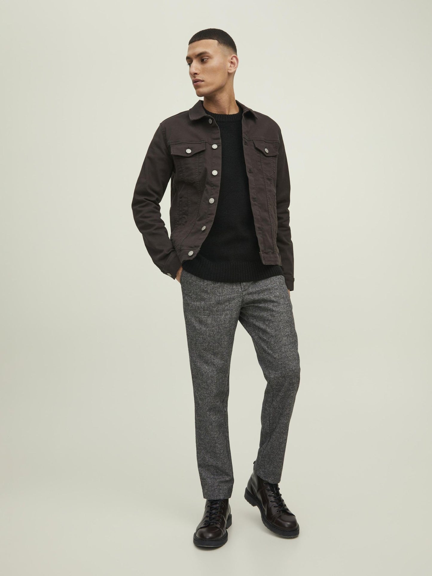 JACK & JONES Jorollie Pull en maille à col rond pour homme, noir, Taille L