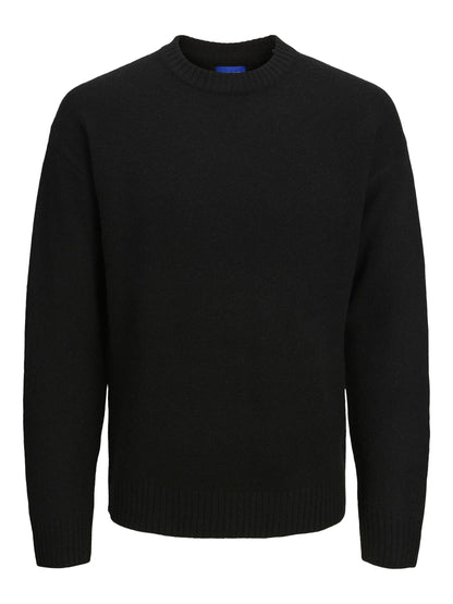 JACK & JONES Jorollie Pull en maille à col rond pour homme, noir, Taille L
