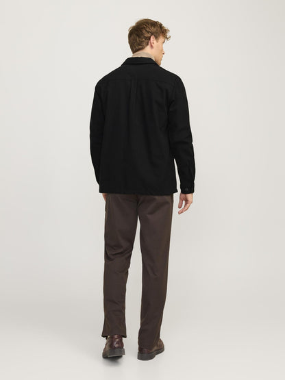 JACK & JONES Jprraymond Surchemise unie à manches longues SN, noire. Coupe décontractée, taille M homme