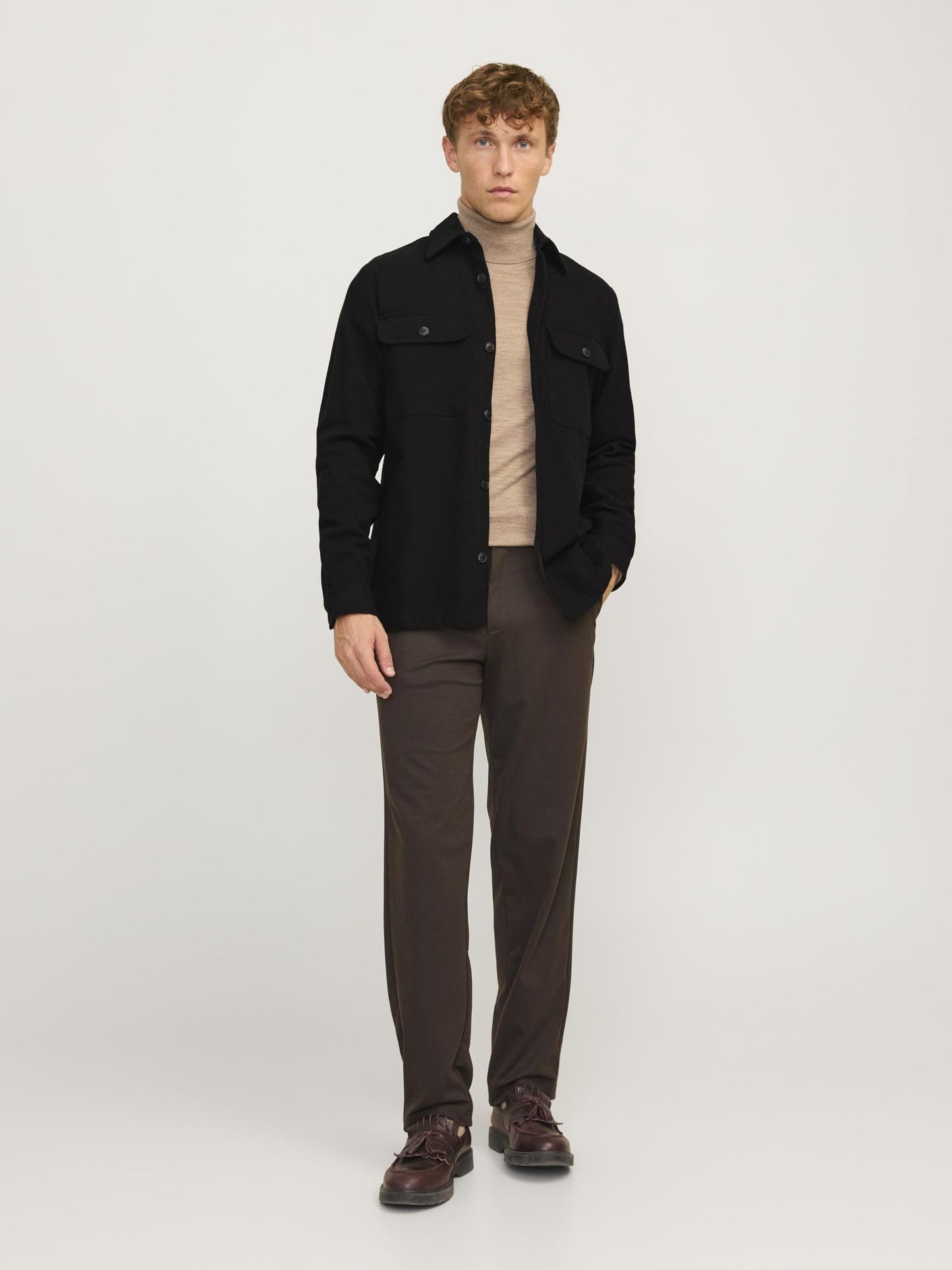 JACK & JONES Jprraymond Surchemise unie à manches longues SN, noire. Coupe décontractée, taille M homme