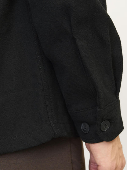 JACK & JONES Jprraymond Surchemise unie à manches longues SN, noire. Coupe décontractée, taille M homme