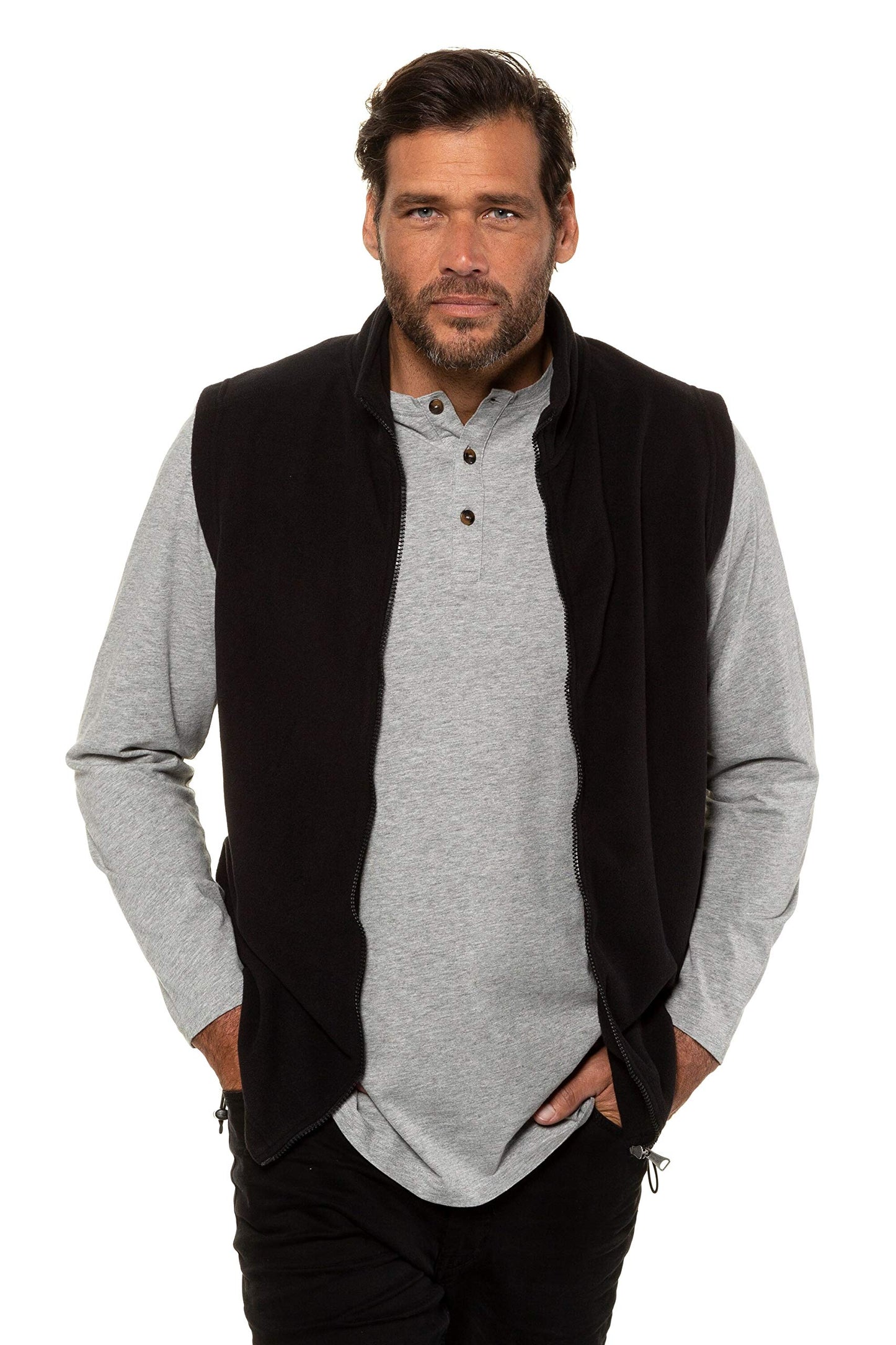 JP 1880 Gilet polaire homme, grande taille, noir, 3XL