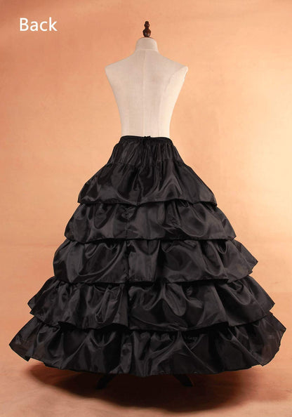 Jupon crinoline YULUOSHA pour femme, 4 cerceaux, 5 volants, robe de bal, demi-jupe, noir, taille unique