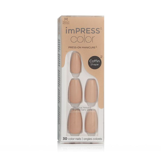 KISS imPRESS color Press-On Manicure M (506 Latte) Faux ongles colorés 30 pièces