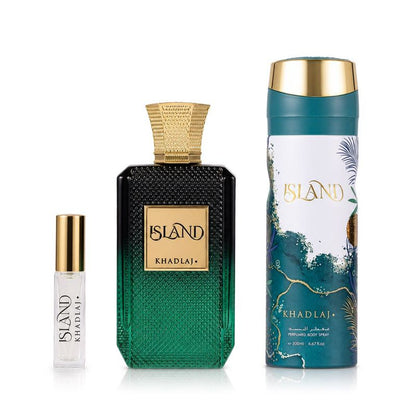 Khadlaj Island Extrait de Parfum Coffret 100 ml + Déodorant 200 ml + Mini 8 ml Unisexe