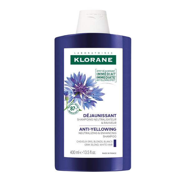 Klorane Shampoing Déjaunissant Neutralise & Ravive Cheveux Gris & Blonds Blancs 400ml