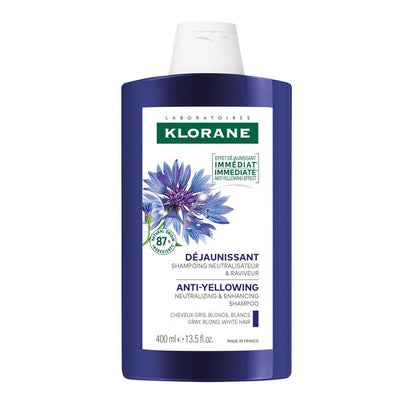 Klorane Shampoing Déjaunissant Neutralise & Ravive Cheveux Gris & Blonds Blancs 400ml