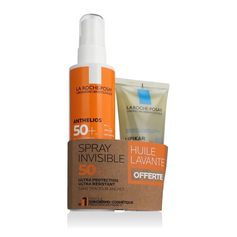 La Roche-Posay Anthelios Spray Invisible SPF50+ 200ml + Lipikar Huile Lavante AP+ 100ml – Coffret Protection Solaire & Peau Sensible | Belladiscount