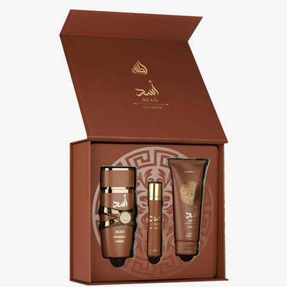 Lattafa Asad Bourbon Eau de Parfum 100 ml + EDP 12 ml + Gel douche 100 ml Homme
