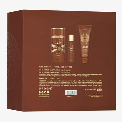 Lattafa Asad Bourbon Eau de Parfum 100 ml + EDP 12 ml + Gel douche 100 ml Homme