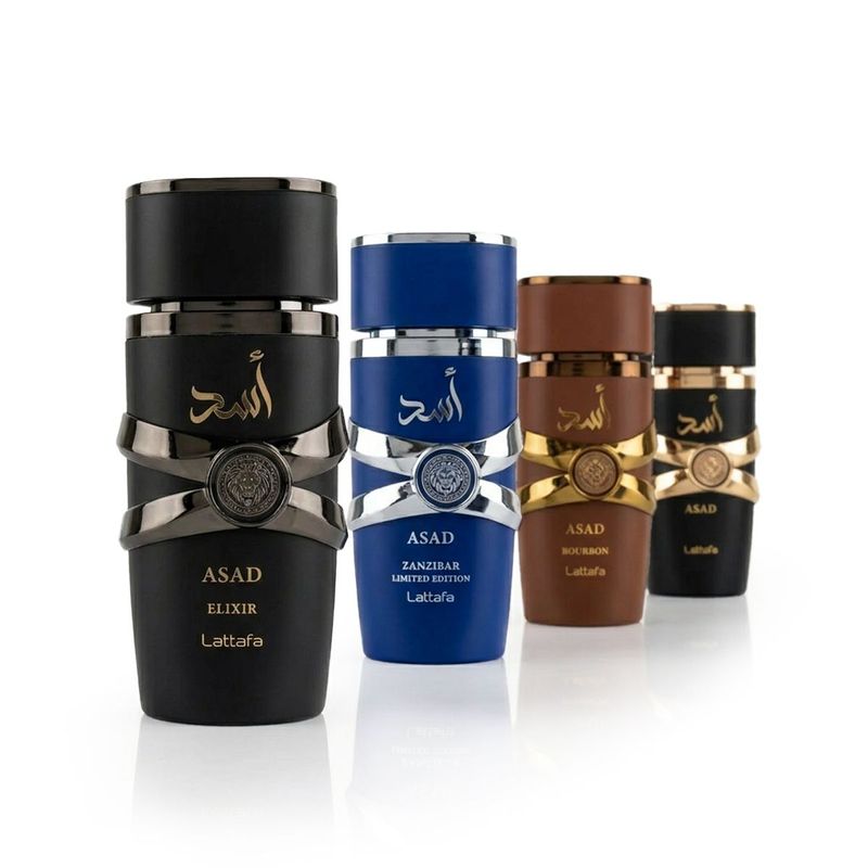 Lattafa Asad Collection Eau de Parfum 4 x 25 ml Unisexe – Coffret Parfum Oriental Intense & Élégant