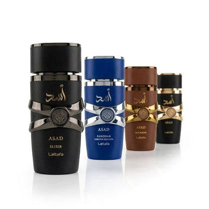 Lattafa Asad Collection Eau de Parfum 4 x 25 ml Unisexe – Coffret Parfum Oriental Intense & Élégant