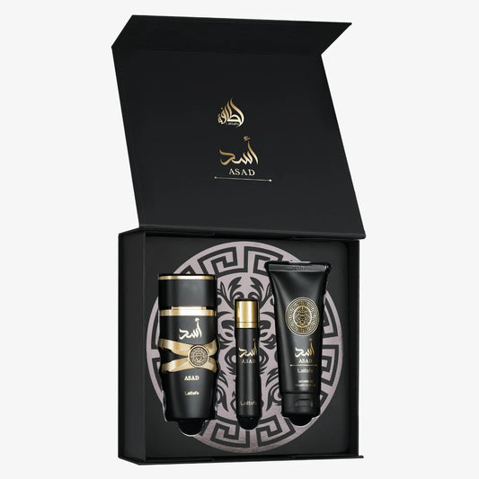 Lattafa Asad Eau de Parfum 100 ml + EDP 12 ml + Gel Douche 100 ml Homme