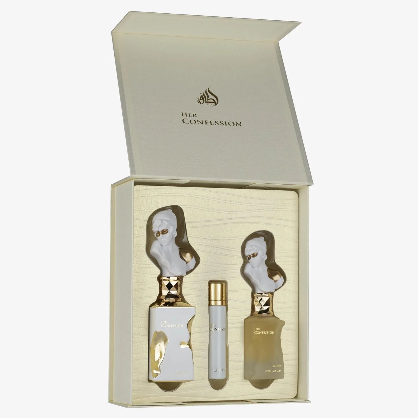 Lattafa Her Confession Eau de Parfum 100 ml + EDP 12 ml + Parfum Cheveux 50 ml Femme