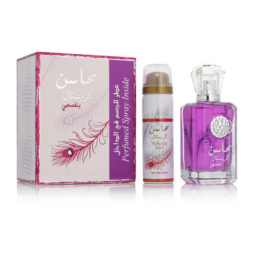 Lattafa Mahasin Crystal Violet Eau de Parfum 100ml + Desodorante spray 75ml Mujer