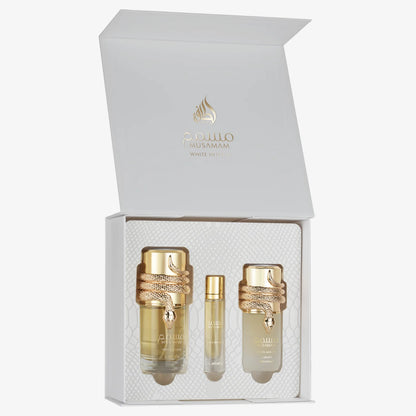 Lattafa Musamam White Intense Eau de Parfum 100 ml + EDP 12 ml + Parfum cheveux 50 ml – Unisexe
