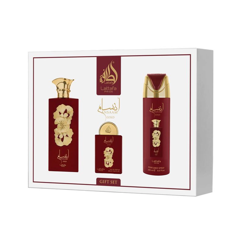 Lattafa Pride Ansaam Gold Eau de Parfum 100ml + EDP 20ml + Deodorant 200ml Femme