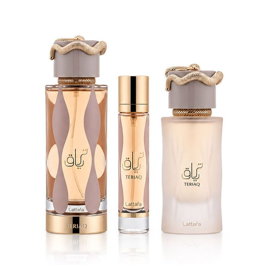 Lattafa Teriaq Eau de Parfum 100 ml + EDP 12 ml + Parfum cheveux 50 ml Femme