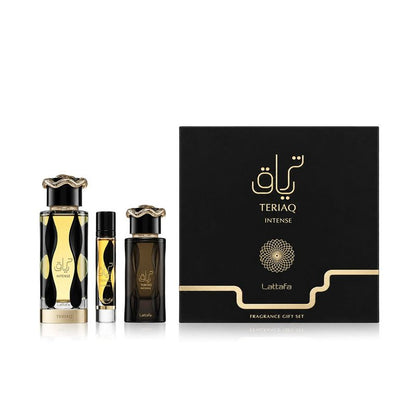 Lattafa Teriaq Intense Eau de Parfum 100 ml + EDP 12 ml + Parfum cheveux 50 ml (unisexe)