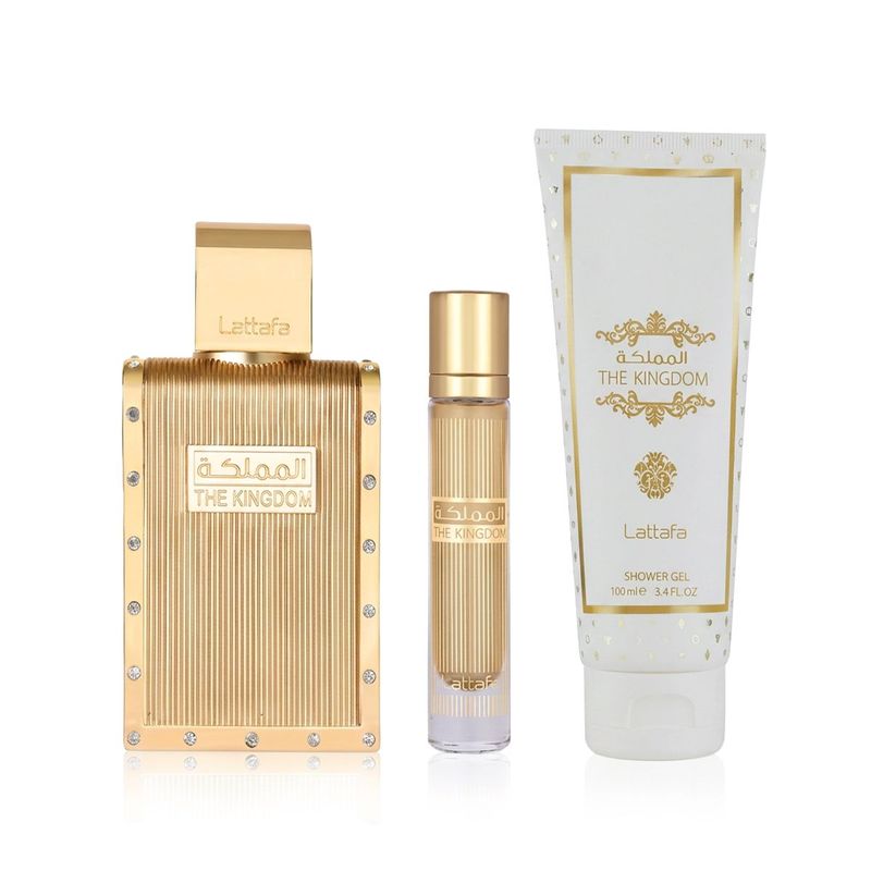 Lattafa The Kingdom Eau de Parfum 100ml + EDP 12ml + Gel douche 100ml Homme