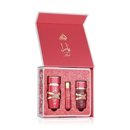 Lattafa Yara Candy Eau de Parfum 100ml + EDP 12ml + Parfum cheveux 50ml Femme