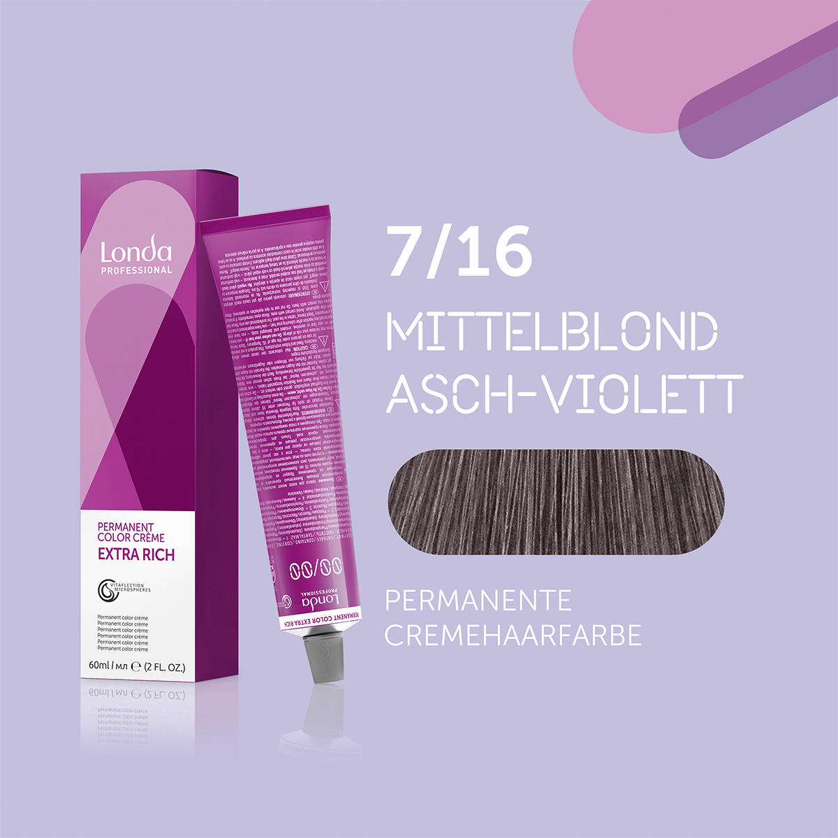 Londa Professional Permanent Color Crème Coloración permanente para el cabello extra rica (7/16 Tono violeta empolvado) 60 ml