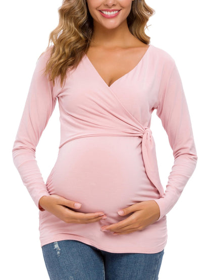 Love2Mi T-shirt d'allaitement, manches longues, col en V, rose foncé - Taille M