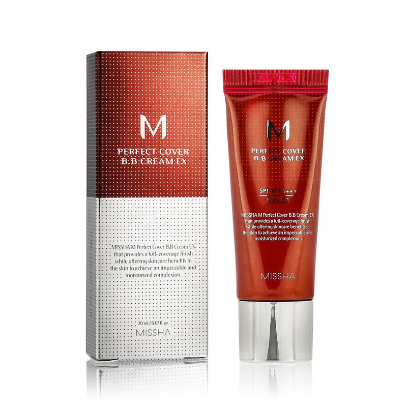 MISSHA M Perfect Cover BB Cream EX SPF 42 PA+++ N°21 Light Beige 20 ml – BB Crème Hydratante Haute Couvrance