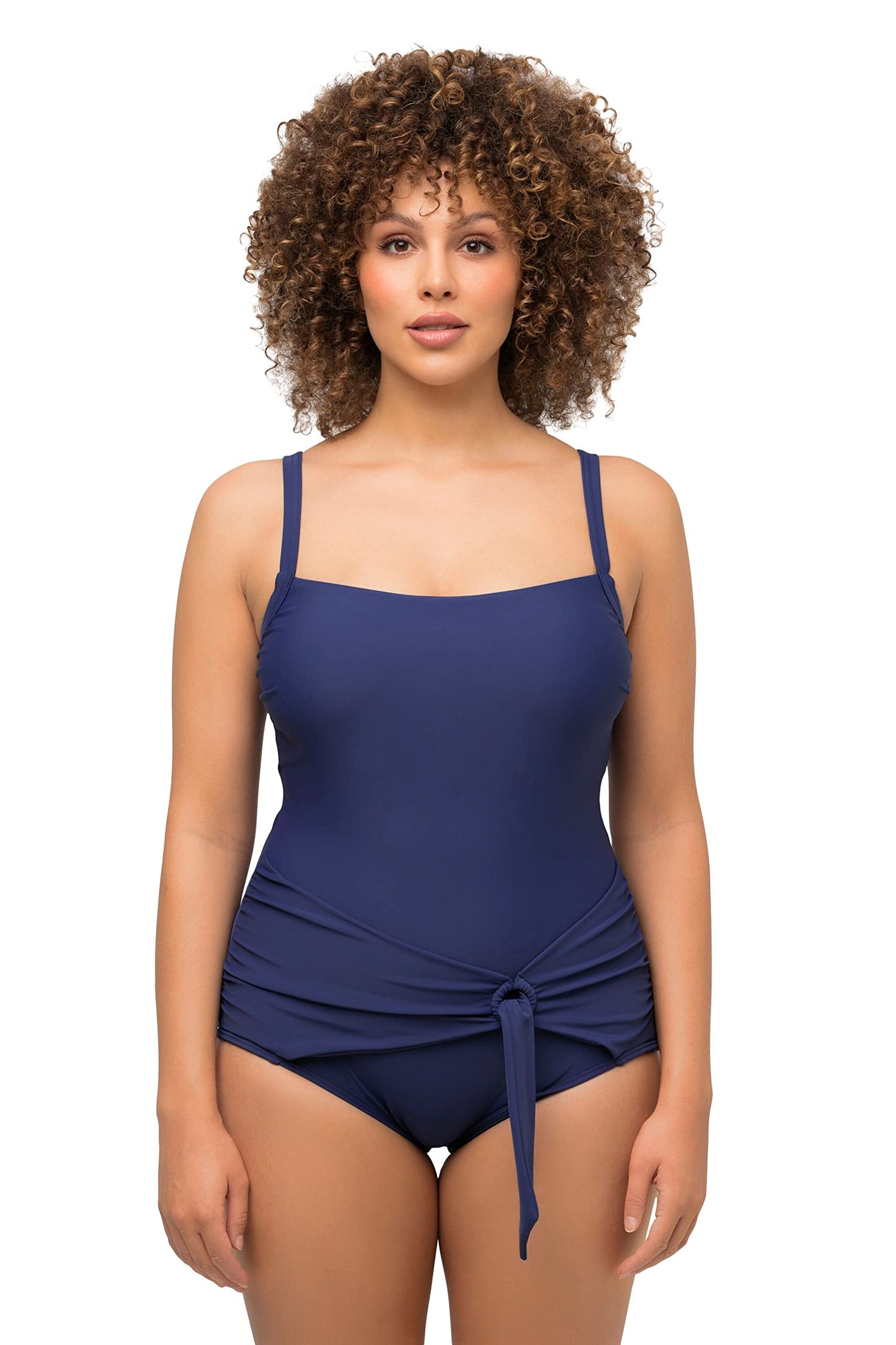 ULLA POPKEN Maillot de bain une pièce à fines bretelles, en tissu recyclé uni Taille 56