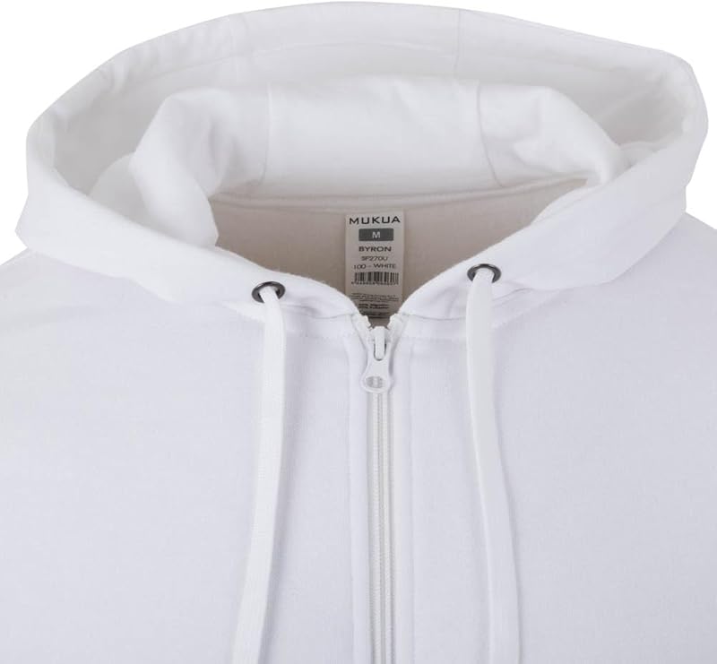 Mukua SF270U Sweat à capuche zippé, blanc, taille M unisexe adulte